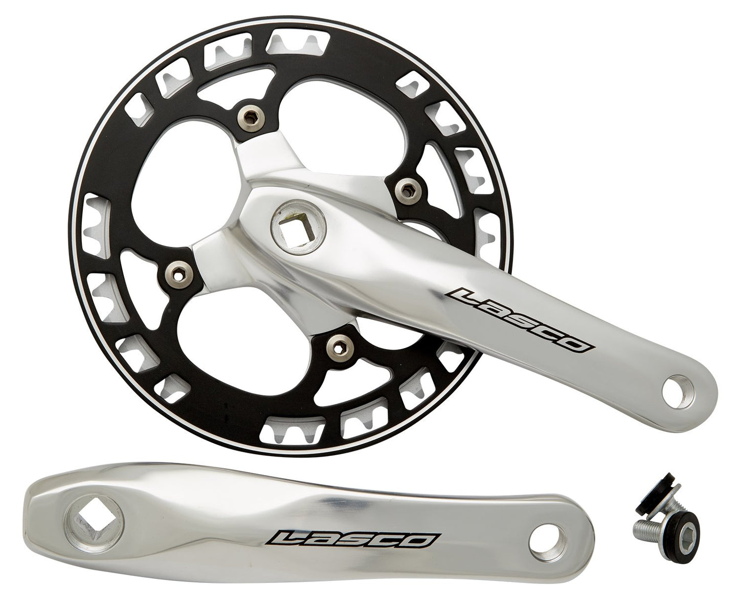 Vevparti lasco 48t 170mm silver med svart disc till 110mm vevlager+8mm | SKU:75917055 | 75917055.jpg