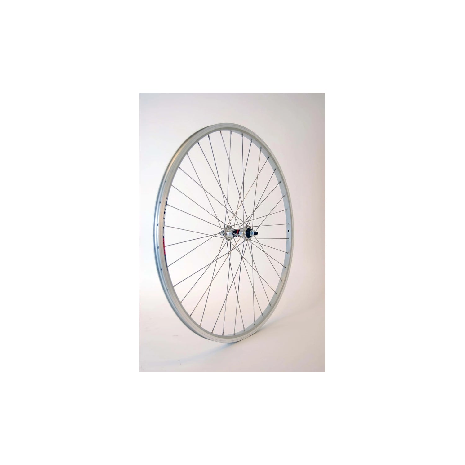 Framhjul linus 700c silver linus next dubbelbottnad fälg alu nav med mutter | SKU:5707965012134.webp